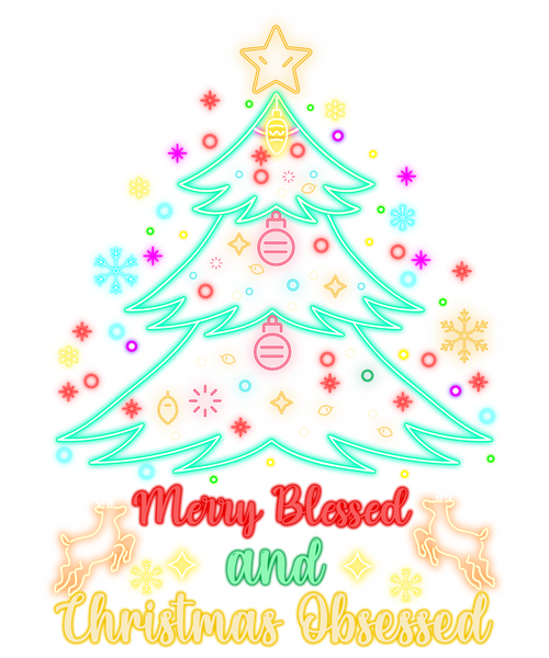 MERRY BLESSED AND CHRISTMAS OBSESSED Sarcastic Poster Canvas Print A0 A1 A2 A3 A