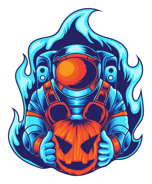 214. Astronaut holding pumpkin sticker Poster Canvas Movie Film Print A0 A1 A2 A