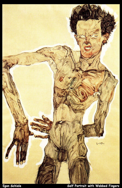 egon-schiele--self-portrait-with-webbed-fingers_11019964404_o(1) Poster Canvas P