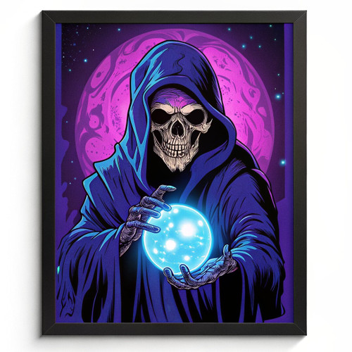 Neon Skeleton Wall Art Print Skull Grunge Artwork Skull Emo Witch Art (3) Poster