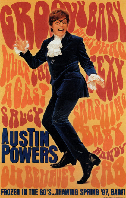 Austin Powers- US- 1997 Poster Canvas Movie Film Print A0 A1 A2 A3 A4 A5 A6 Art