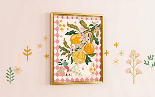 Checkboard Oranges Retro Tile Tiled Art Print - Unframed A6 A5 A4 A3 A2 A1 - Fru