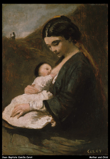 jean-baptiste-camille-corot---mother-and-child_13457395133_o(1) Poster Canvas Mo