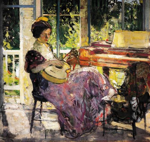 Miller,RichardE_GirlWithGuitar_1926_te Poster Canvas Movie Film Print A0 A1 A2 A