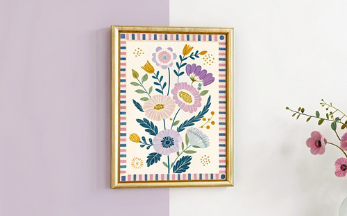 Coquette Meadow Abstract Floral Art Print - Unframed A6 A5 A4 A3 A2 A1 - Hand dr