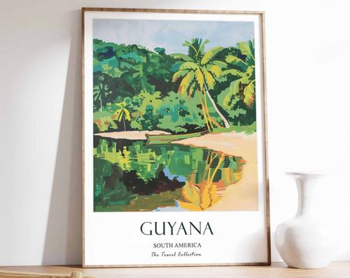 6_Guyana Travel Poster, Guyana Print, South America Travel Art, Floral Poster, S