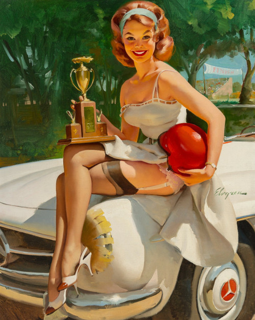 Pinup Girl - Car 1 1955 Poster Canvas Picture Art Movie Car Game Film