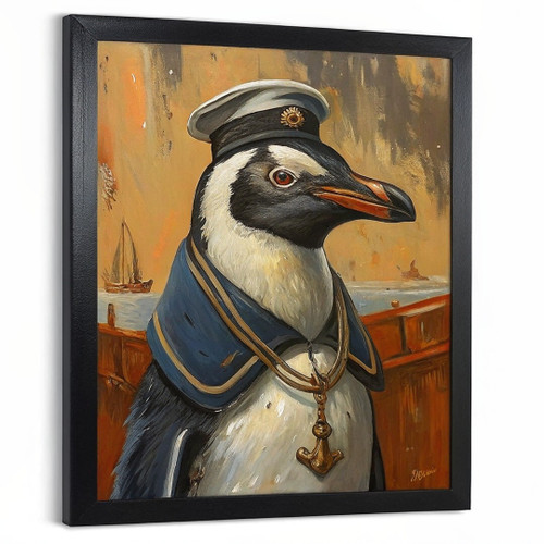 The Sailor Penguin Print Penguin Wall Art Altered Art Poster Vintage Penguin Art