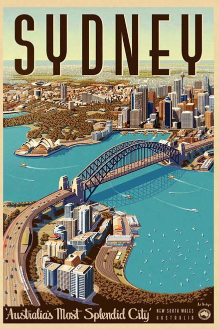 Sydney Retro Classic Travel Poster (66) Poster Canvas Travel Holiday Trip Print