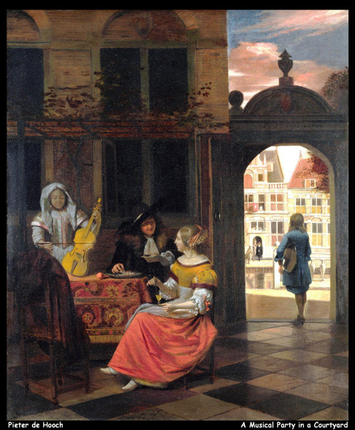 pieter-de-hooch---a-musical-party-in-a-courtyard_11483615645_o(1) Poster Canvas
