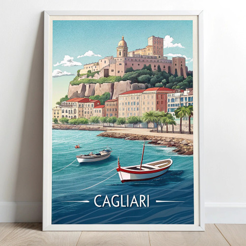 Cagliari, Sardinia - Majestic Coastal City Vintage Travel Poster Art Print Poste