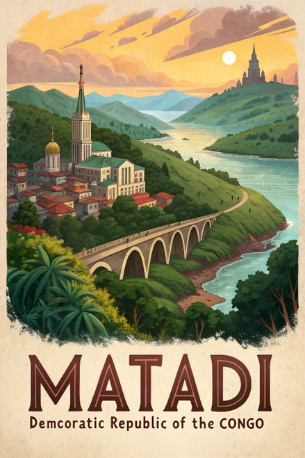 Majestic Matadi City - Democratic Republic of the Congo Travel Poster Art Print