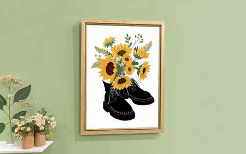 Sunflower Boots White Bunch Sunflowers Daisy Flowers Art Print - Unframed A6 A5