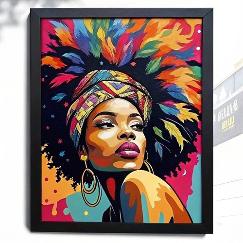 Rainbow Afro Girl Wall Art Print Colourful Pop Art Artwork For The Lounge (2) Po