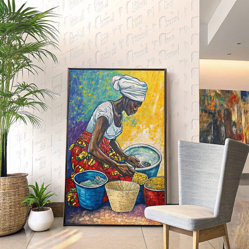 Laundry Day in The Village Digital Printable Art African Art Afrocentric Art Afr