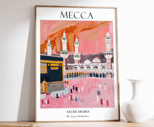 1_Mecca Print, Mecca Travel Poster, Saudi Arabia Poster, Islamic Decor, Middle E