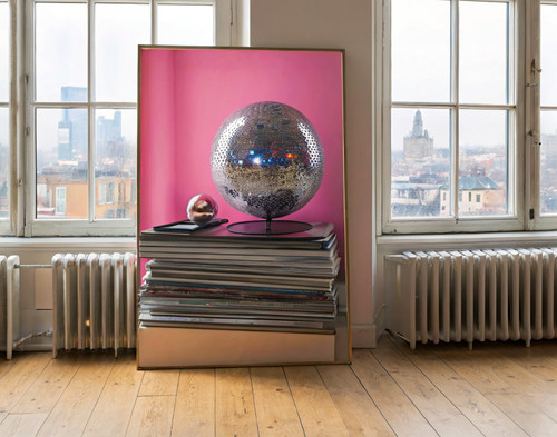 Retro_Music_Poster__Pink_Vinyl_Wall_Art__Disco_Ball_Funky_Music_Print__Music_Wal