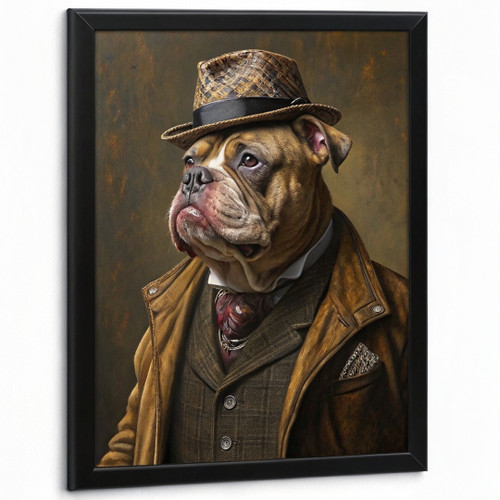 Vintage XL Bully Wall Art Bulldog In A Suit Print Retro Dog Picture Art Print (1