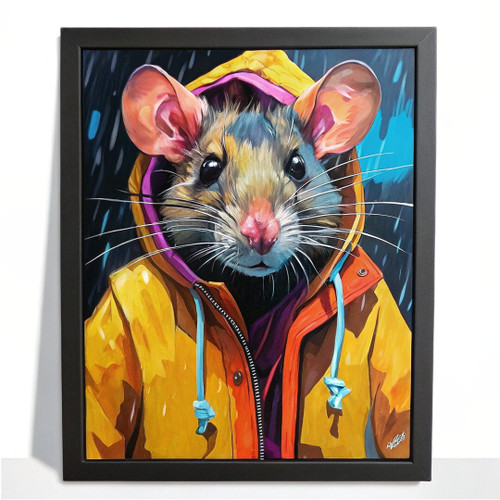 Mouse In Yellow Jacket Wall Art Cute Mouse Print Artwork Colourful Mouse Art (1)