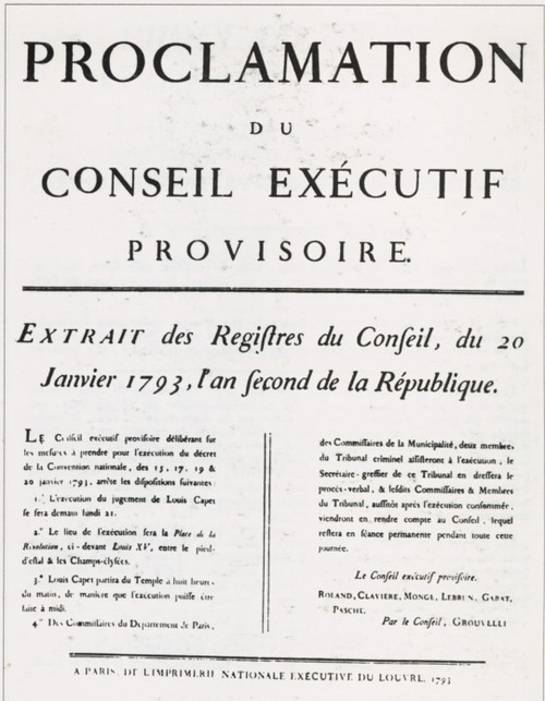 1793 Annonce de l'exécution de Louis XVI, Announce execution of Louis XVI, Post