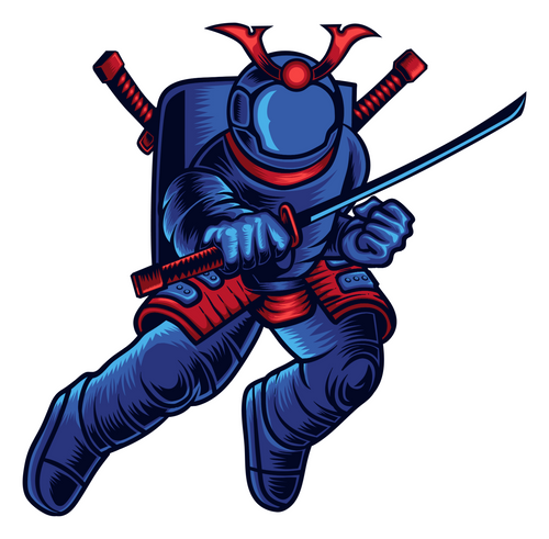 143. Space Samurai Sticker Fun Gift Poster Canvas Print A0 A1 A2 A3 A4 A5 A6 Art