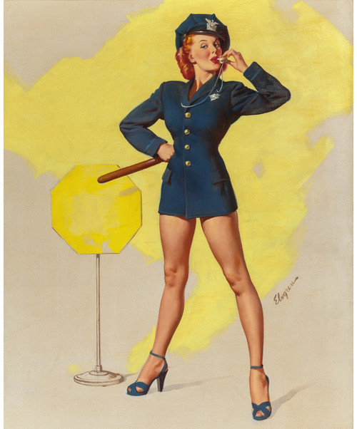 Gil Elvgren - Pinup Girl - A Real Stopper Now I'll do the Whistling Poster Canva