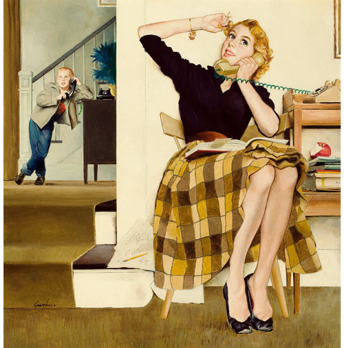 PinUp Girl - GEORGE HUGHES Little Brother Listens 1957 Poster Canvas Movie Film