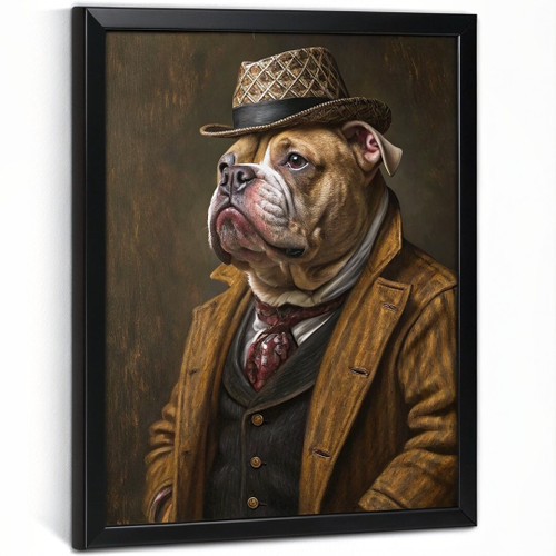 Vintage XL Bully Wall Art Bulldog In A Suit Print Retro Dog Picture Art Print (3