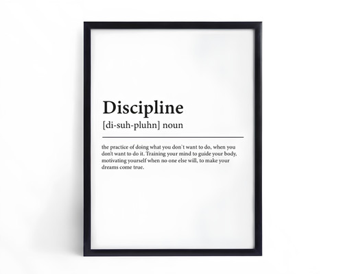 Discipline Definition Print Framed Discipline Definition Motivation Wall Art Art