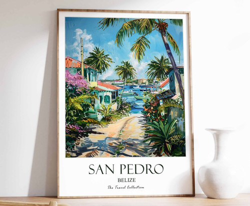 5_San Pedro Print, San Pedro Travel Poster, Belize Wall Art, Caribbean Travel Pr
