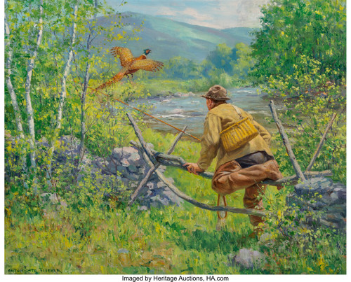 Anton Otto Fischer (American, 1882-1962). A Fisherman's Luck. Oil o Poster Canva