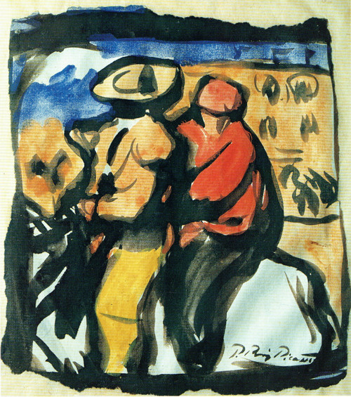 Pablo Picasso - Picador with assistant 1899 Poster Canvas Movie Film Print A0 A1
