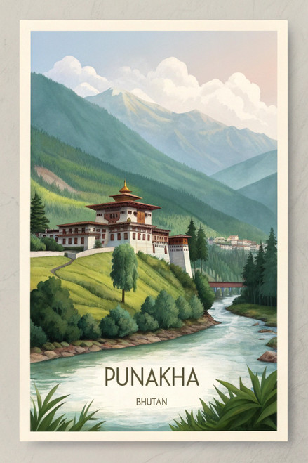Breathtaking Punakha Bhutan Travel Poster - Majestic Dzong Art Print Poster Movi Breathtaking Punakha Bhutan Travel Poster - Majestic Dzong Art Print Poster Movi