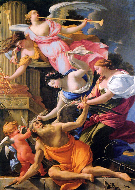 Vouet Simon Saturn defeated by Amor, Venus and Hope Poster Canvas Movie Film Pri