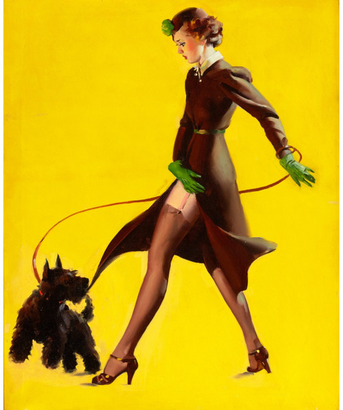 Gil Elvgren - Pinup Girl - Mans Best Friend 1937 Poster Canvas Movie Film Print