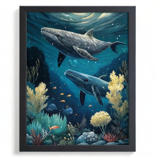Two Humpback Whales Print Ocean Artwork Coral Reef Wall Art Humpback Art Print P