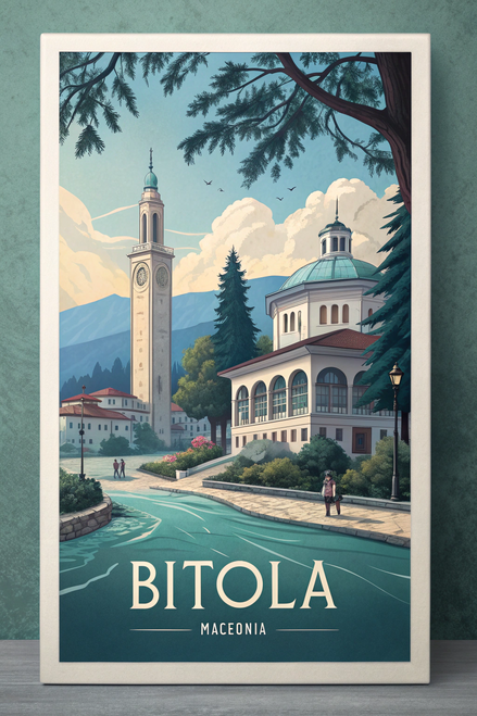 Captivating Bitola Macedonia Travel Poster - Antique Style Landmarks Art Print P