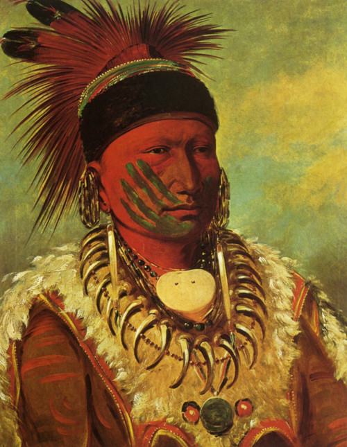 1844 George Catlin Nuage Blanc, White Cloud, Chef of Tribe Iowa American paintin