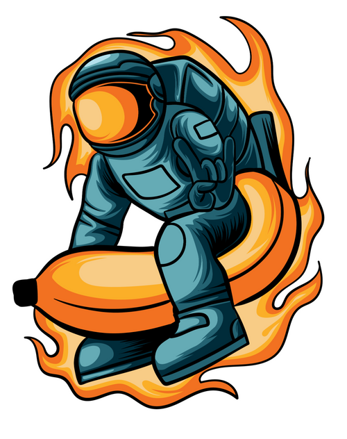 211. Astronaut adventure with banana rocket Poster Canvas Movie Film Print A0 A1