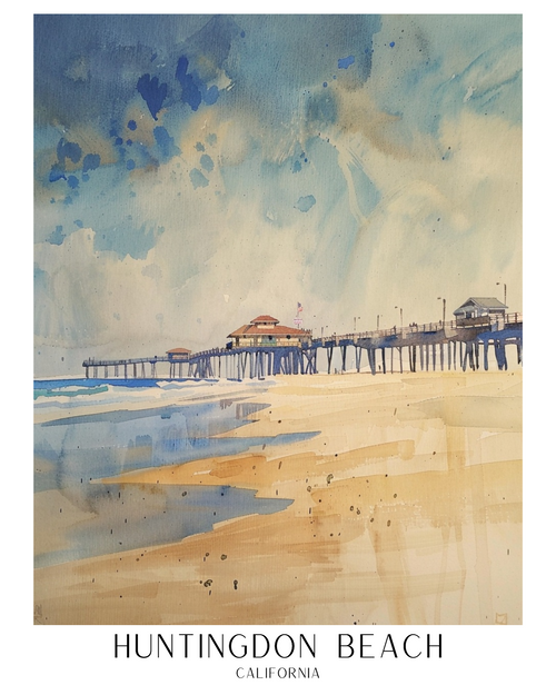 huntington beach Poster Canvas Travel Holiday Trip Print Turism A0 A1 A2 A3 A4 A