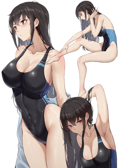 Black Competition Swimsuit Anime E Girl (2) Poster Canvas Movie Film Print A0 A1