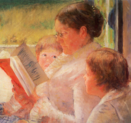 Mary Cassatt - Grandmother Reading to Children 1880 Poster Canvas Movie Film Pri