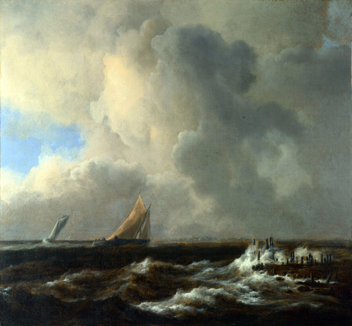 RUISDAEL, Jacob Isaackszon van - Vessels in a Fresh Breeze Poster Canvas Movie F