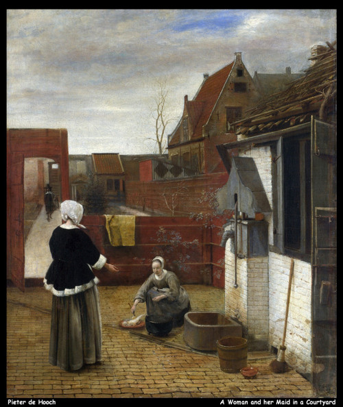 pieter-de-hooch---a-woman-and-her-maid-in-a-courtyard_11483635804_o(1) Poster Ca