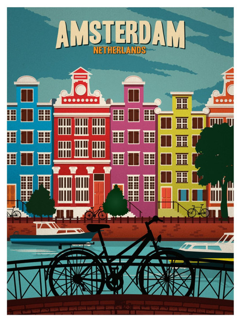 Amsterdam vintage travel 12 Poster Canvas Movie Film Print A0 A1 A2 A3 A4 A5 A6
