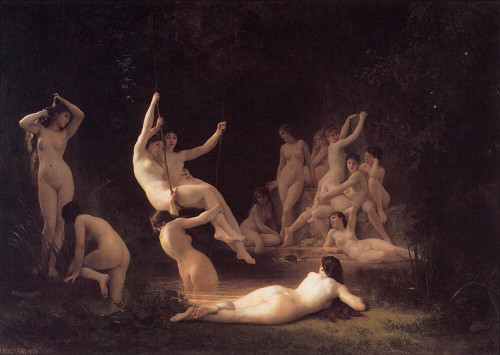William-Adolphe-Bouguereau-Bouguereau-The-Nymphaeum Poster Canvas Movie Film Pri