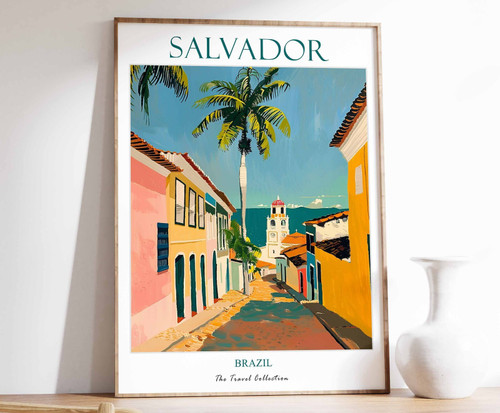1_Salvador Print, Salvador Travel Poster, Brazil Travel Print, Tropical Decor, B