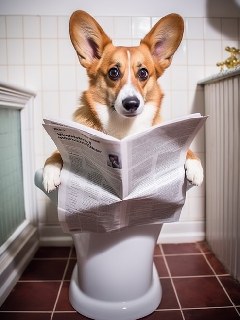 Corgi on Toilet 3by4 Poster Canvas Funny Annimals Pritnt A0 A1 A2 A3 A4 A5 A6