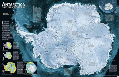 National Geographic Antarctica Satellite Map Poster Canvas Movie Film Print A0 A