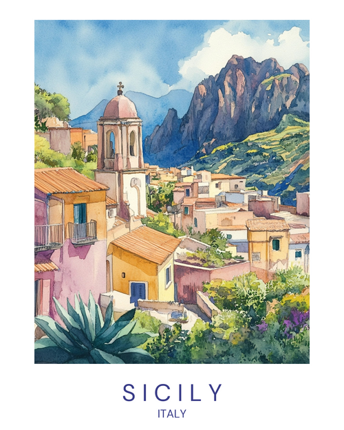 sicily4 Poster Canvas Travel Holiday Trip Print Turism A0 A1 A2 A3 A4 A5 A6